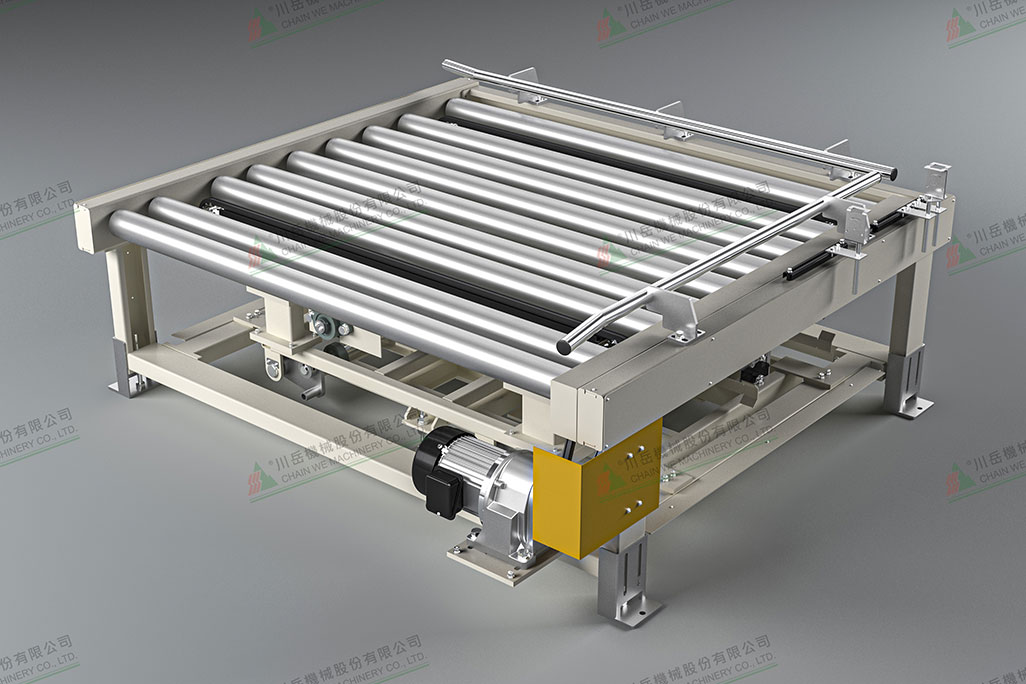 Roller conveyor for pallets used