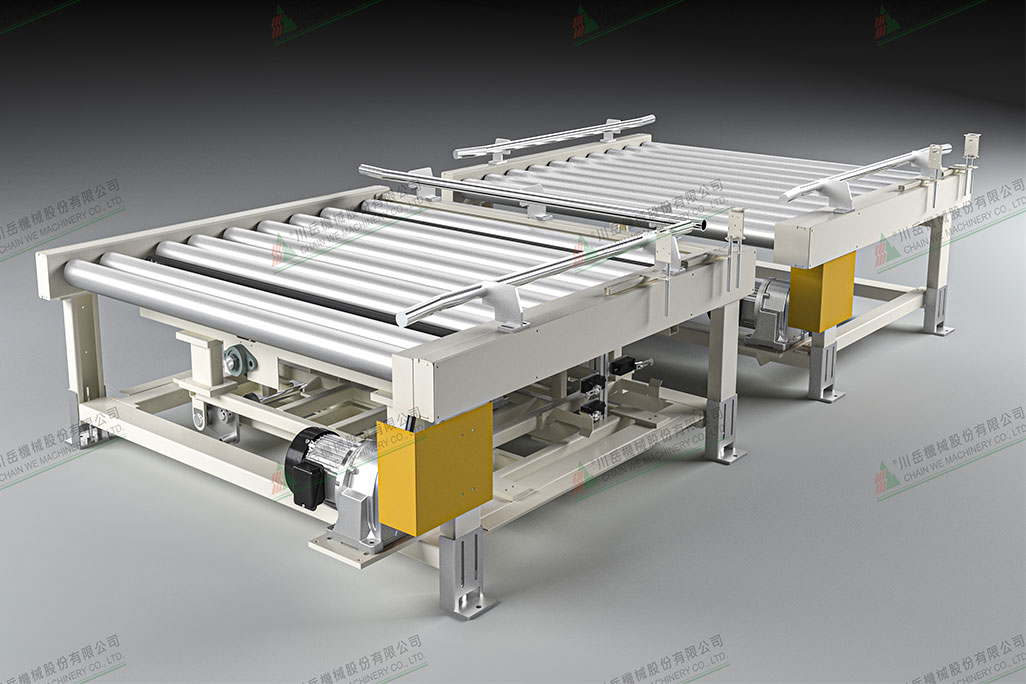 Roller conveyor for pallets used