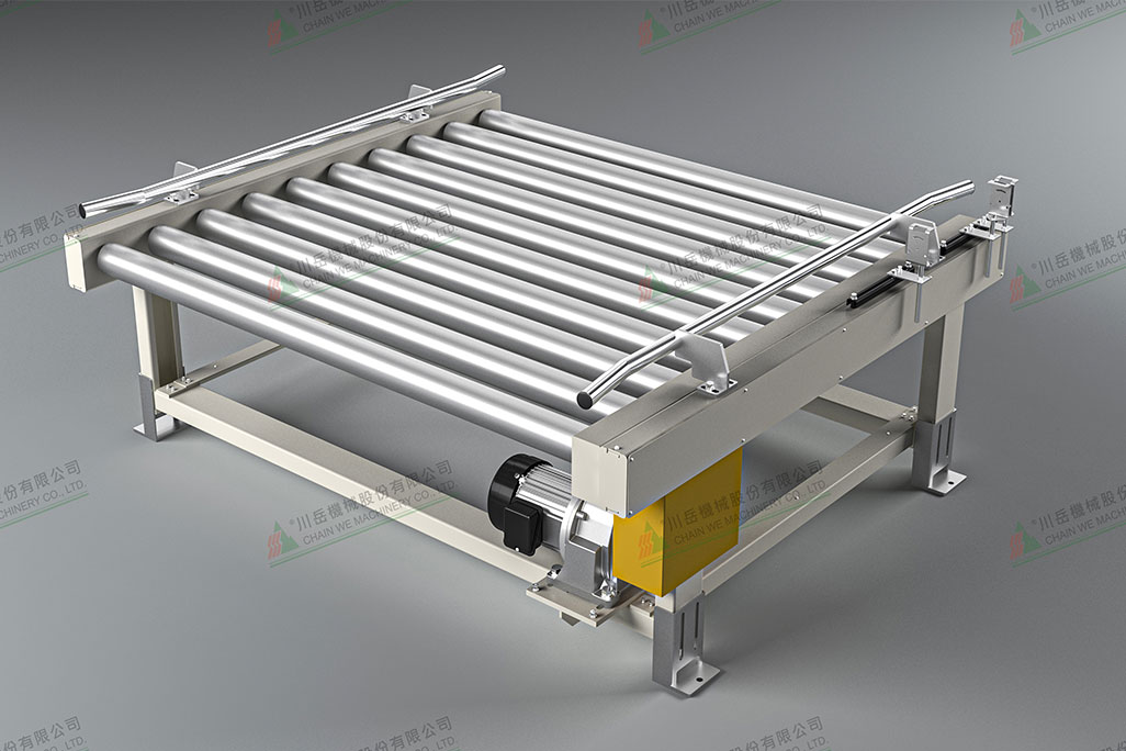 Roller conveyor for pallets used