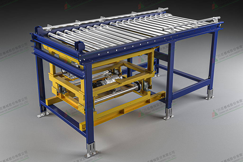 Roller conveyor for pallets used