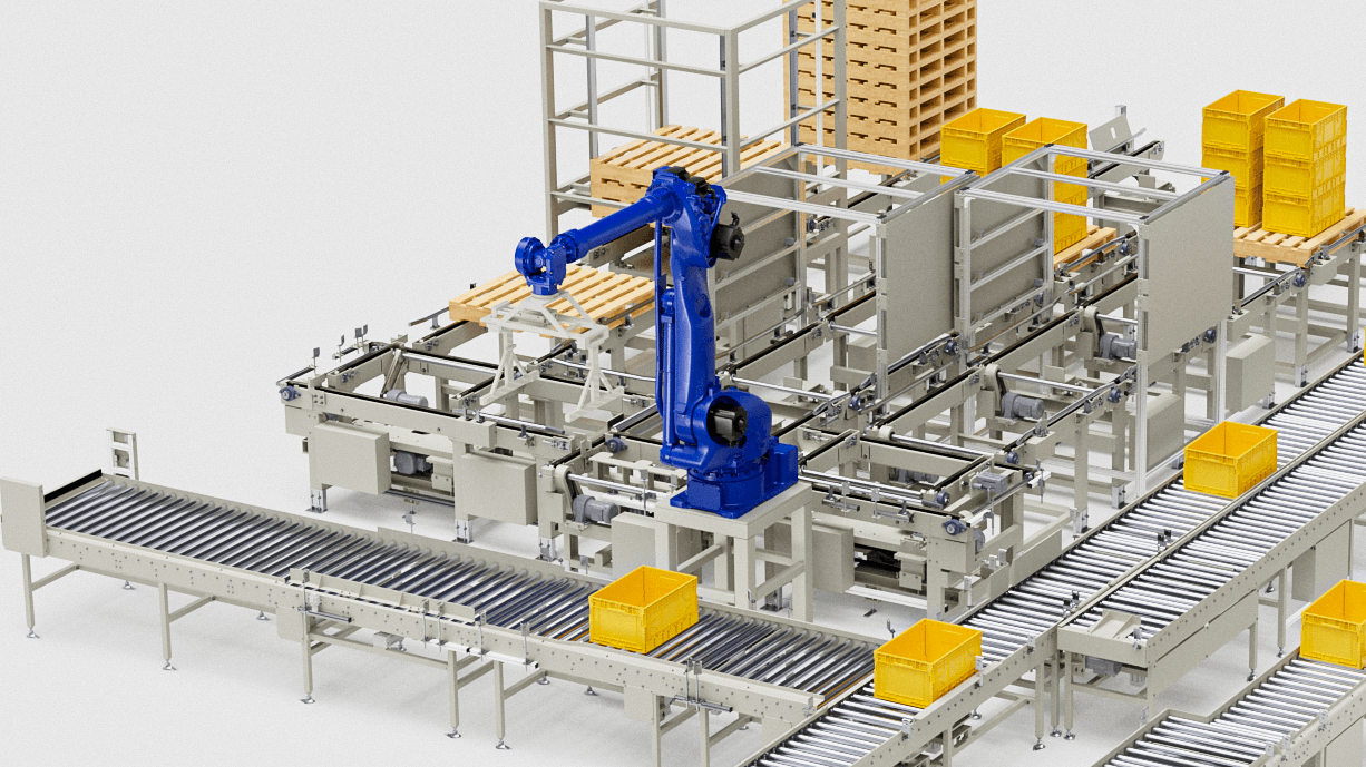 Palletizing/Conveying System with Robotic Arm